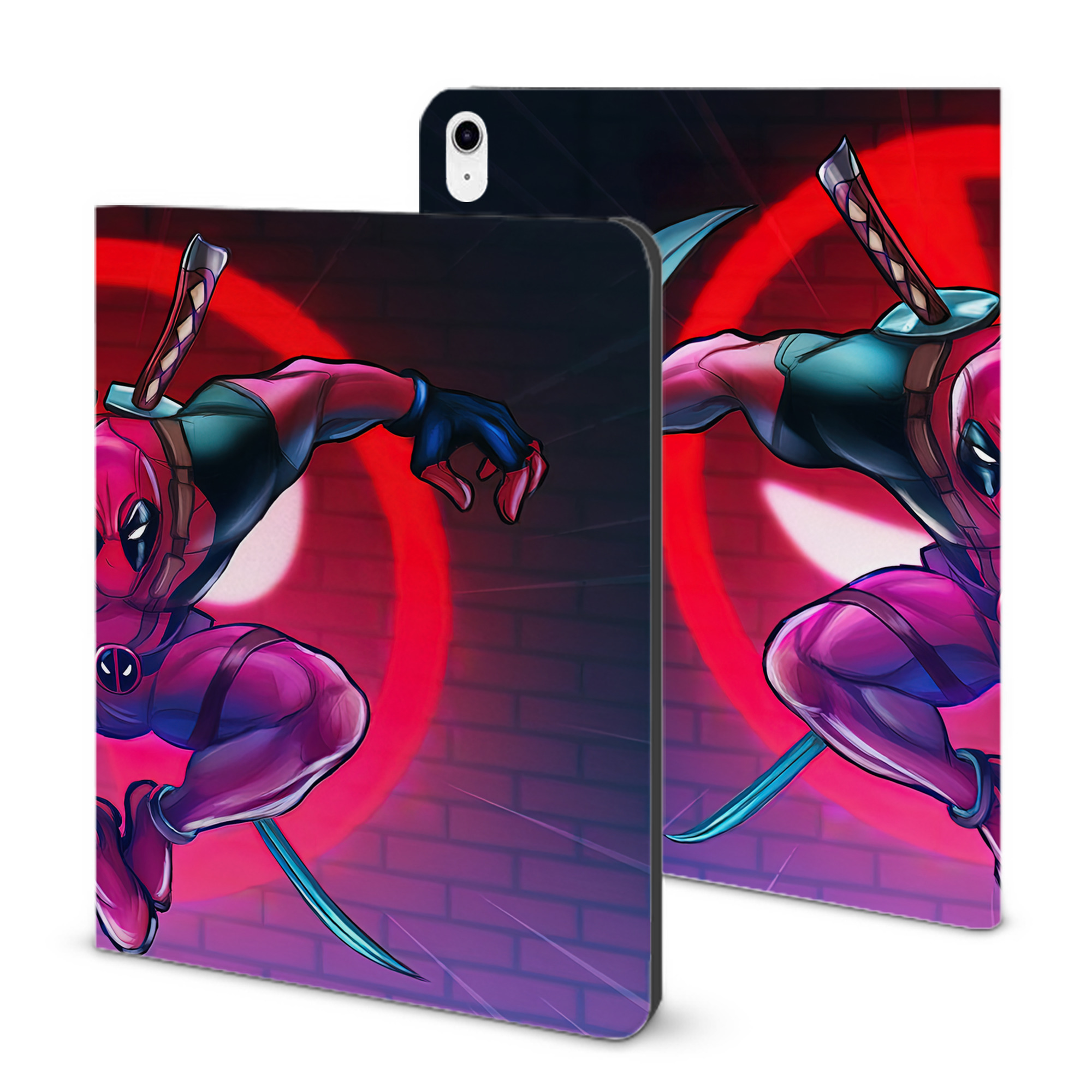 （画像用） Deadpool デッドプール IPad ケース ブック型 PUレザー TPU 耐衝撃 軽量 薄型 ペン収納なし 全面保護 IPad 各モデル対応